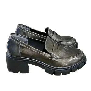 Crown Vintage Womens Sage Slip-On Round Toe Penny Loafer Shoes Pewter Size 9.5